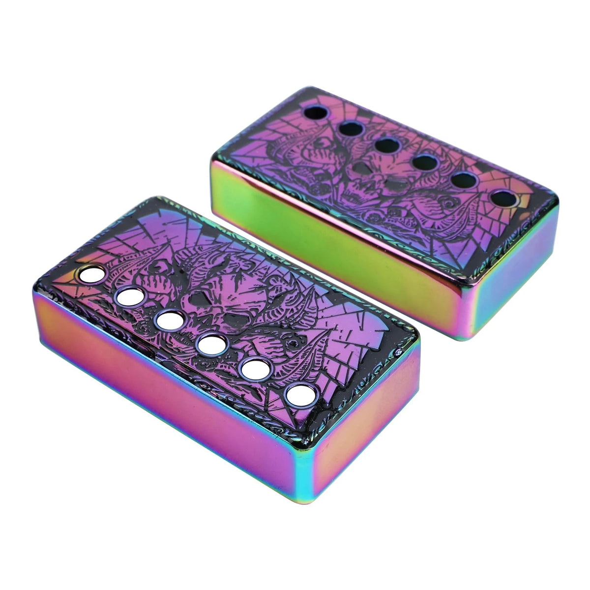 OVSAL Pack of 2 Brass Humbucker Pickup Cover Neck/Bridge Pole Heptachrome