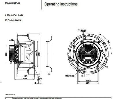 R3G500-RA25-01 Ebmpapst Fan 380/480VAC 4.0A 2650W 500MM Centrifugal Inverter Fan