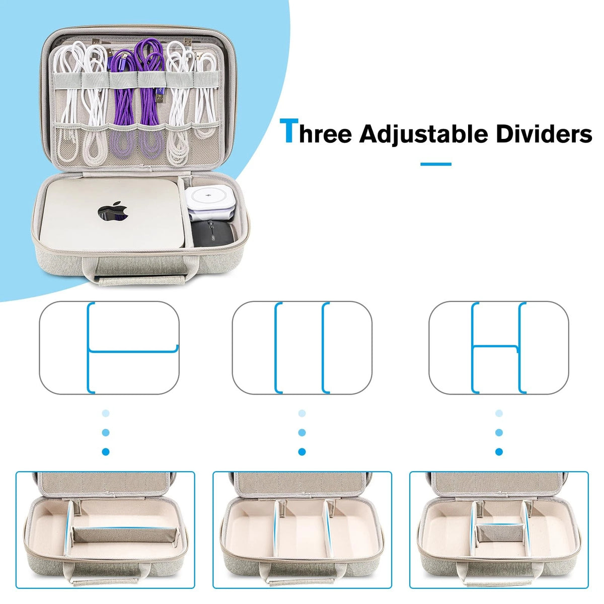 ProCase Hard Travel Extra Large - 11.8 x 8.0 x 3.3 Inch, Silver Gray