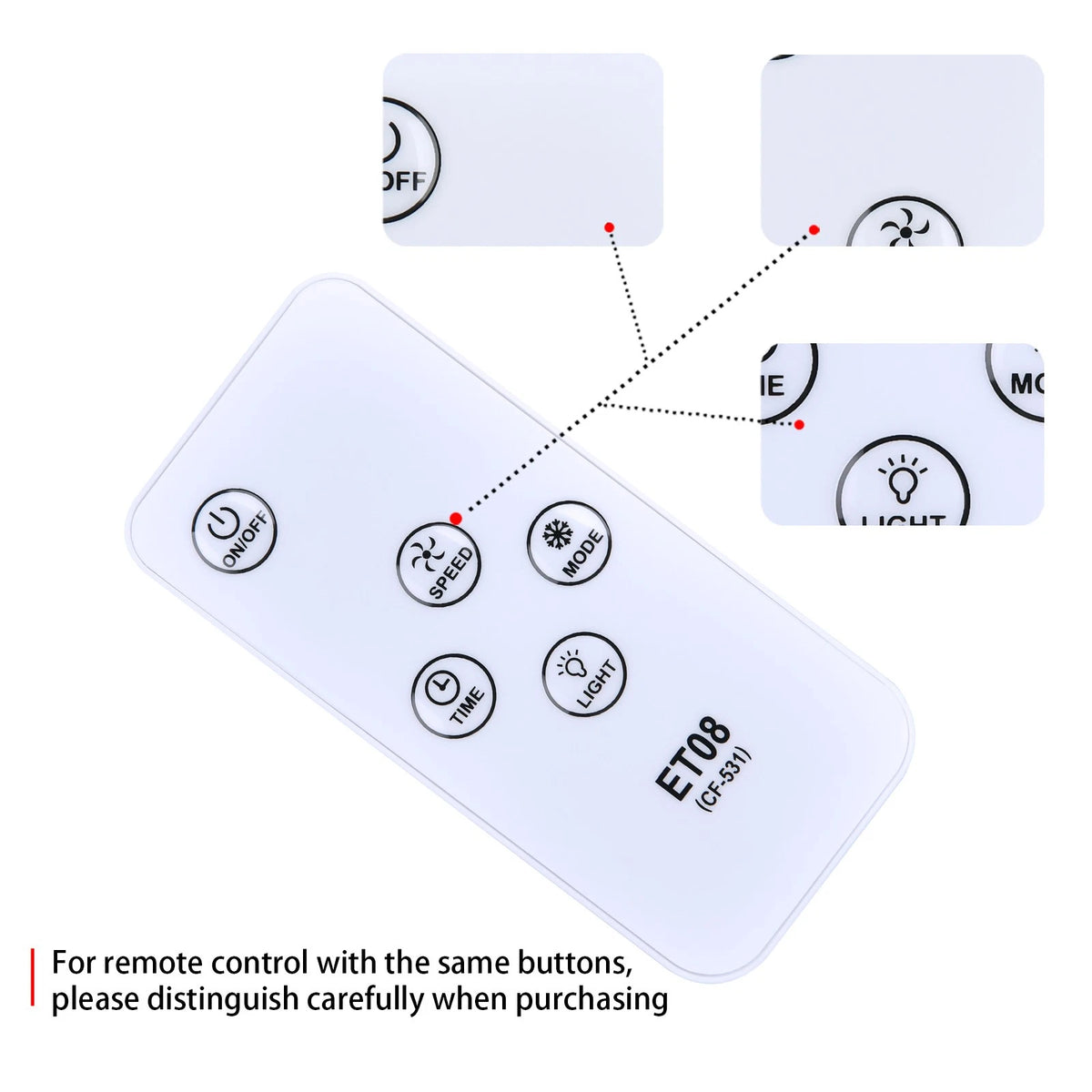 Remote Control For JOUJBAIL ET08 CF-531 Portable Air conditioner/cooling Fan
