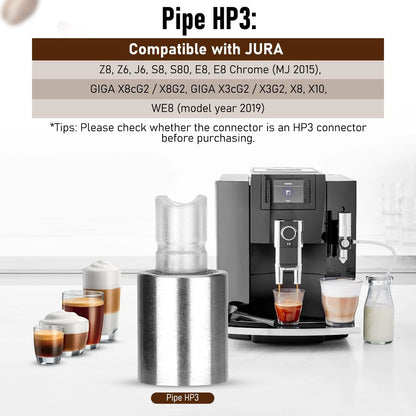 Stainless Steel Milk Pipe Casing with HP3 Adapter, 4*2.9*1.5 inches, Silver