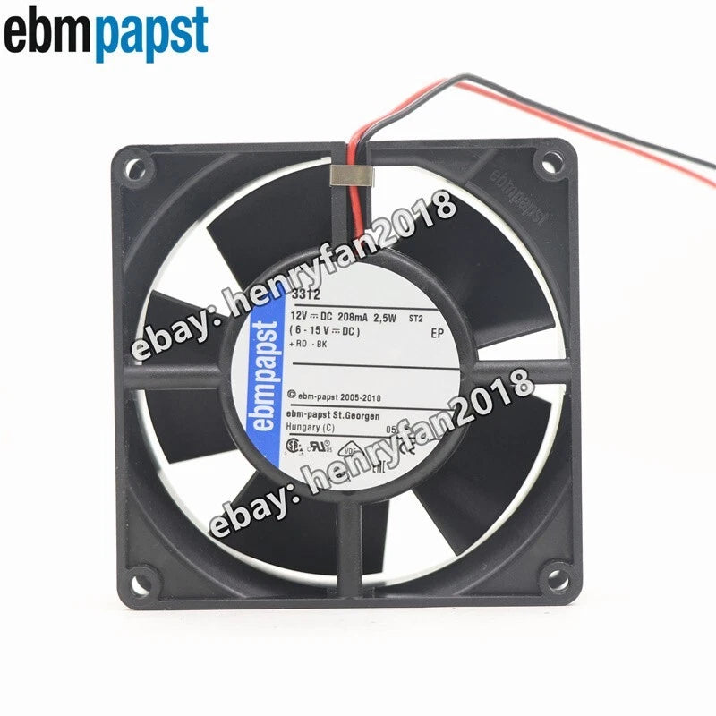 Ebmpapst 3312 Papst Axial Fan DC 12V 208mA 2.5W 92*92*32mm 2.5W Cooling Fan