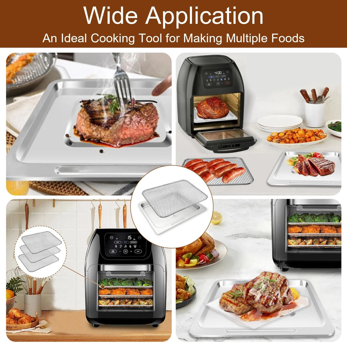 GWYXC 4 Pieces Set Air Fryer Drip Pan with Basket for Chefman...