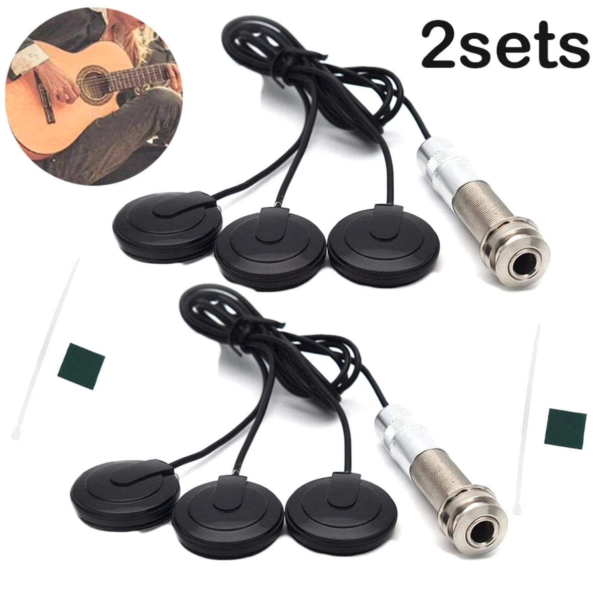 2Pcs Piezo Vibration Sensor Pickup 6.35mm Jack for Acoustic Guitar Cello Mandola
