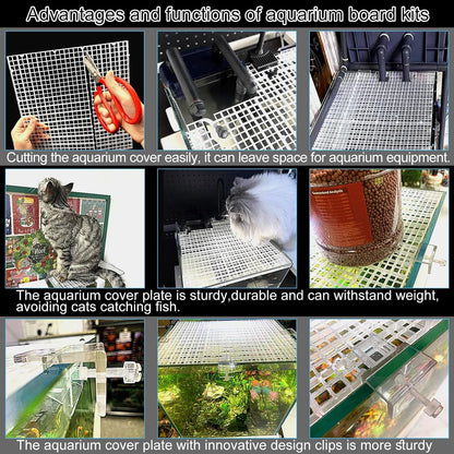 4 Aquarium lid Hood Fish Tank top Cover Terrarium Plastic transparent