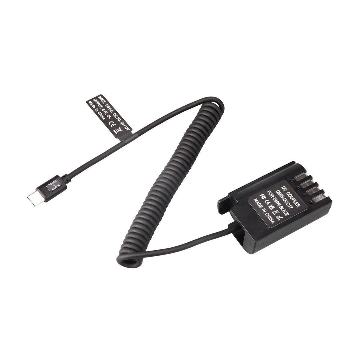 USB-C to DMW-BLK22/DCC17 Dummy Battery Power Cable For Panasonic GH3 Camera