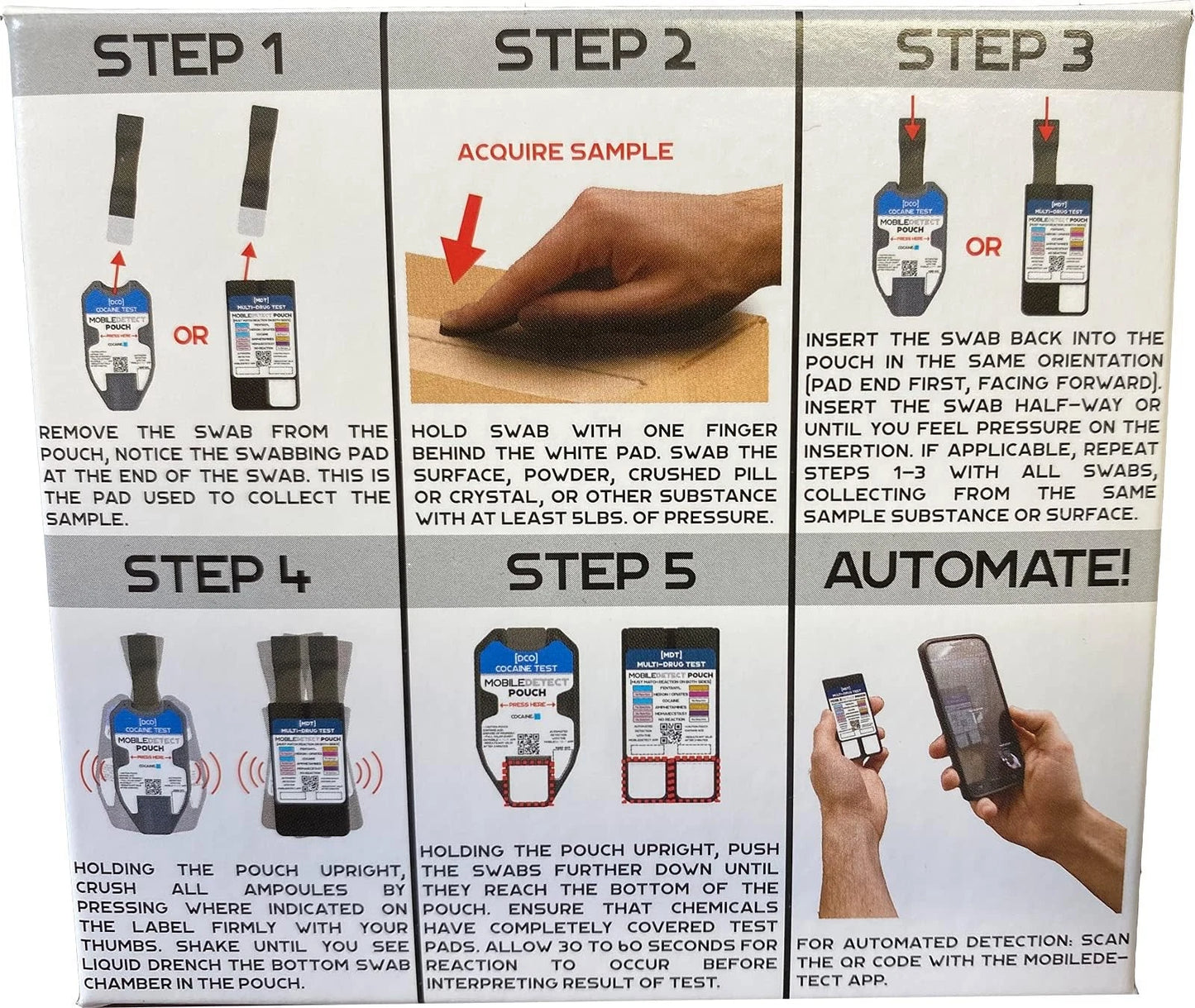 MobileDetect Pouch Residue Detection Multi-Drug Test Kit - Rapid Surface...