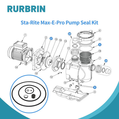 RURBRIN PS-201 Shaft Seal & O-Ring (1set)PS-201 Rebuild Repair 79 Kit, Black