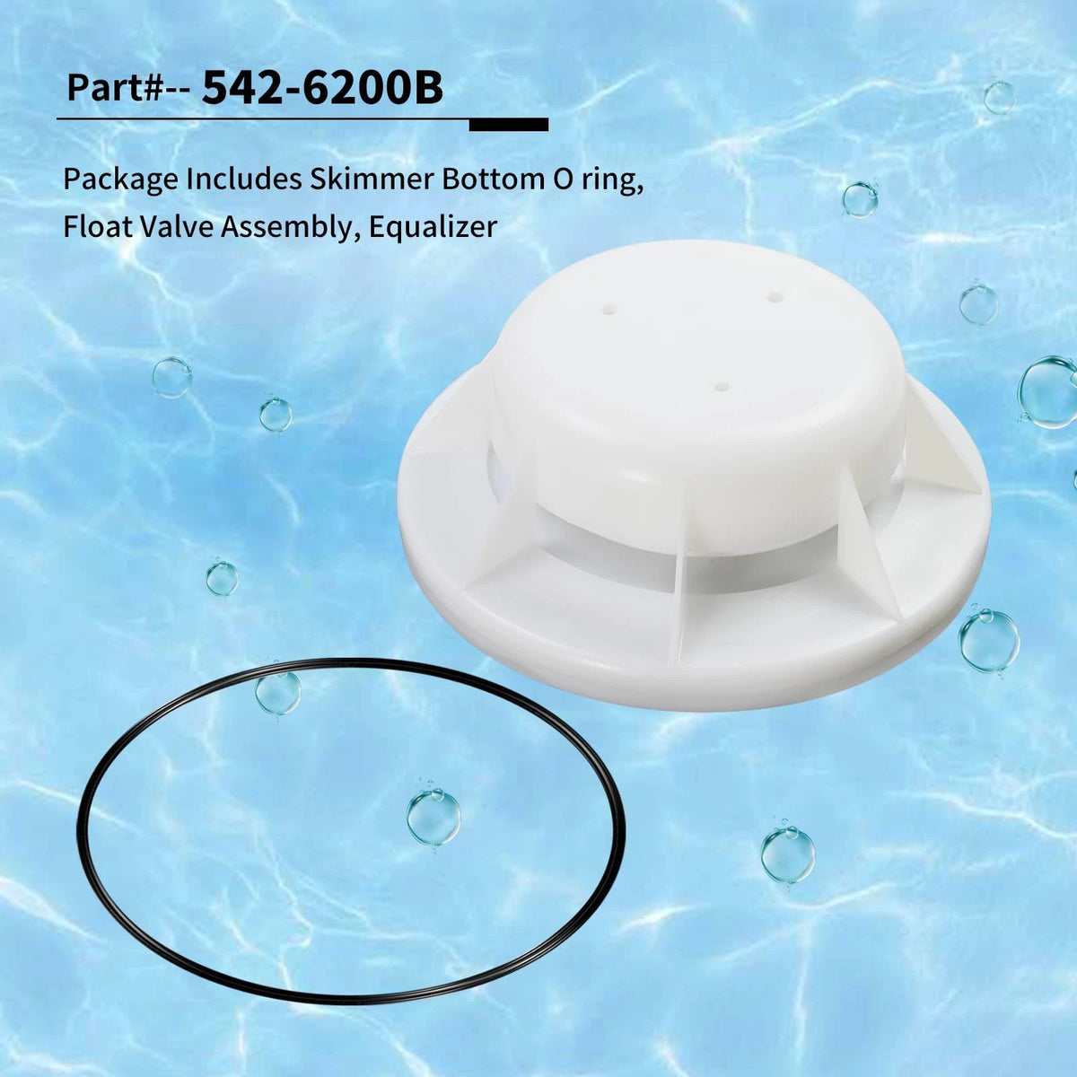 Vsttar 542-6200B Plastic Equalizer Skimmer Float Valve Assembly with O-Ring,...