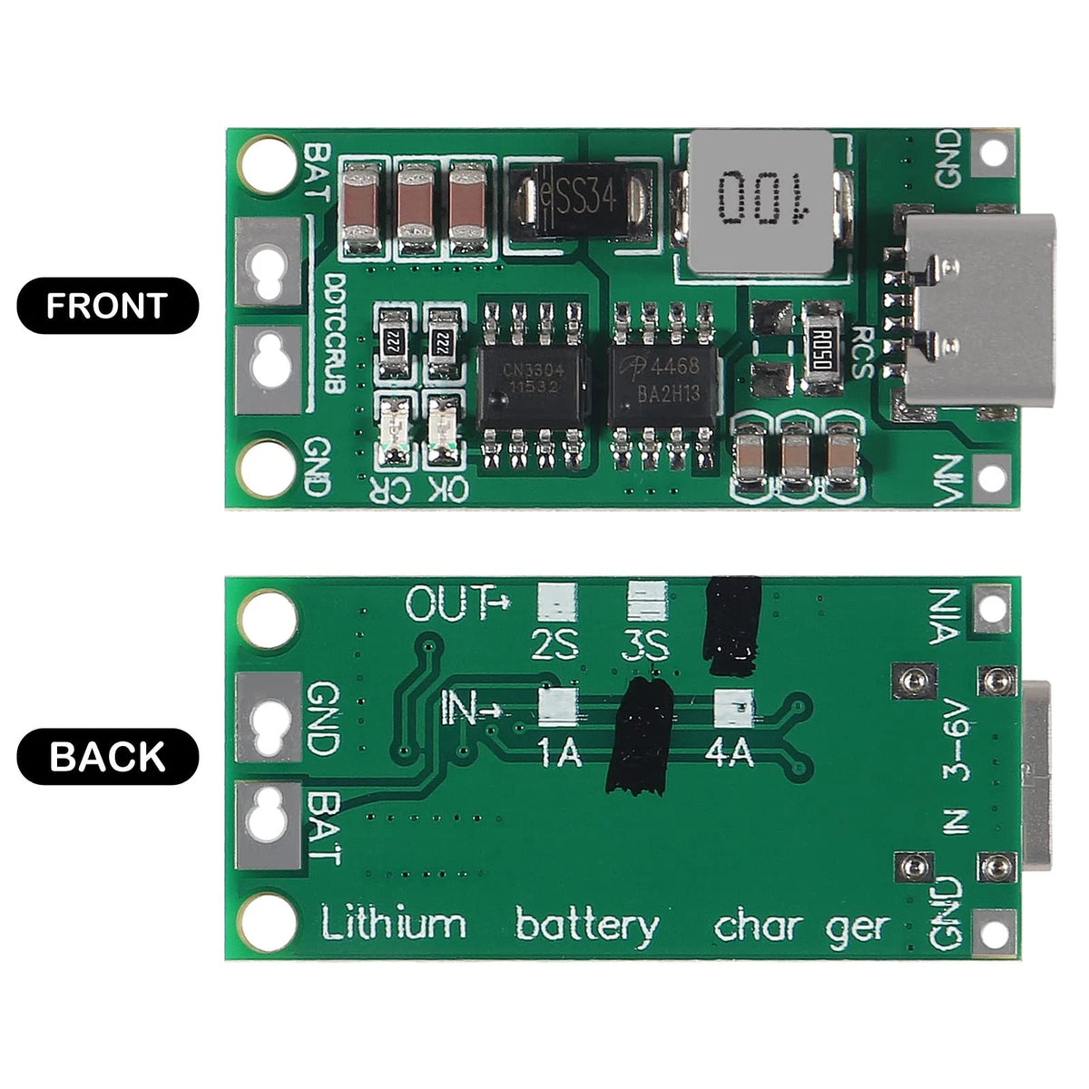 ATNSINC 2PCS Multi-Cell 2S 3S 4S Type-C USB Boost Converter to 8.4V 2A