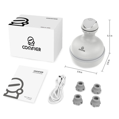 COMFIER Electric Scalp Head Massager with 4 Soft Silicone 7 Piece Set, Gray