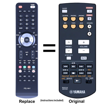 RAX16 WF67630 Replacement Remote Control For Yamaha RX-397 RX397 AV Receiver