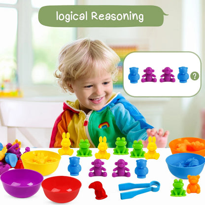 TSYAN Counting Animals Matching Games Sensory Toys with Medium, Multicolor