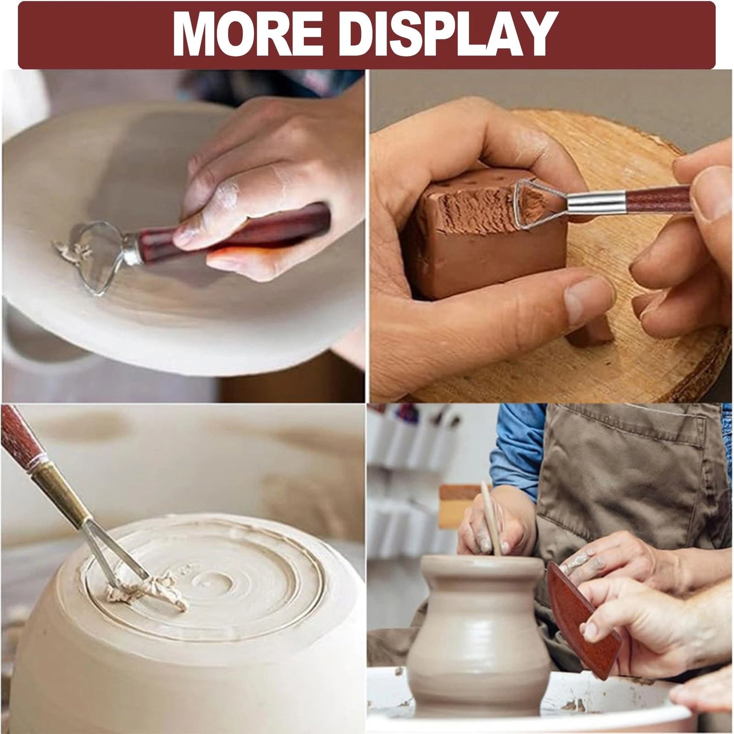 LINPHCEY 8-Piece Clay Sculpting Tools Set Perfect for Polymer RED WOOD - 8PCS