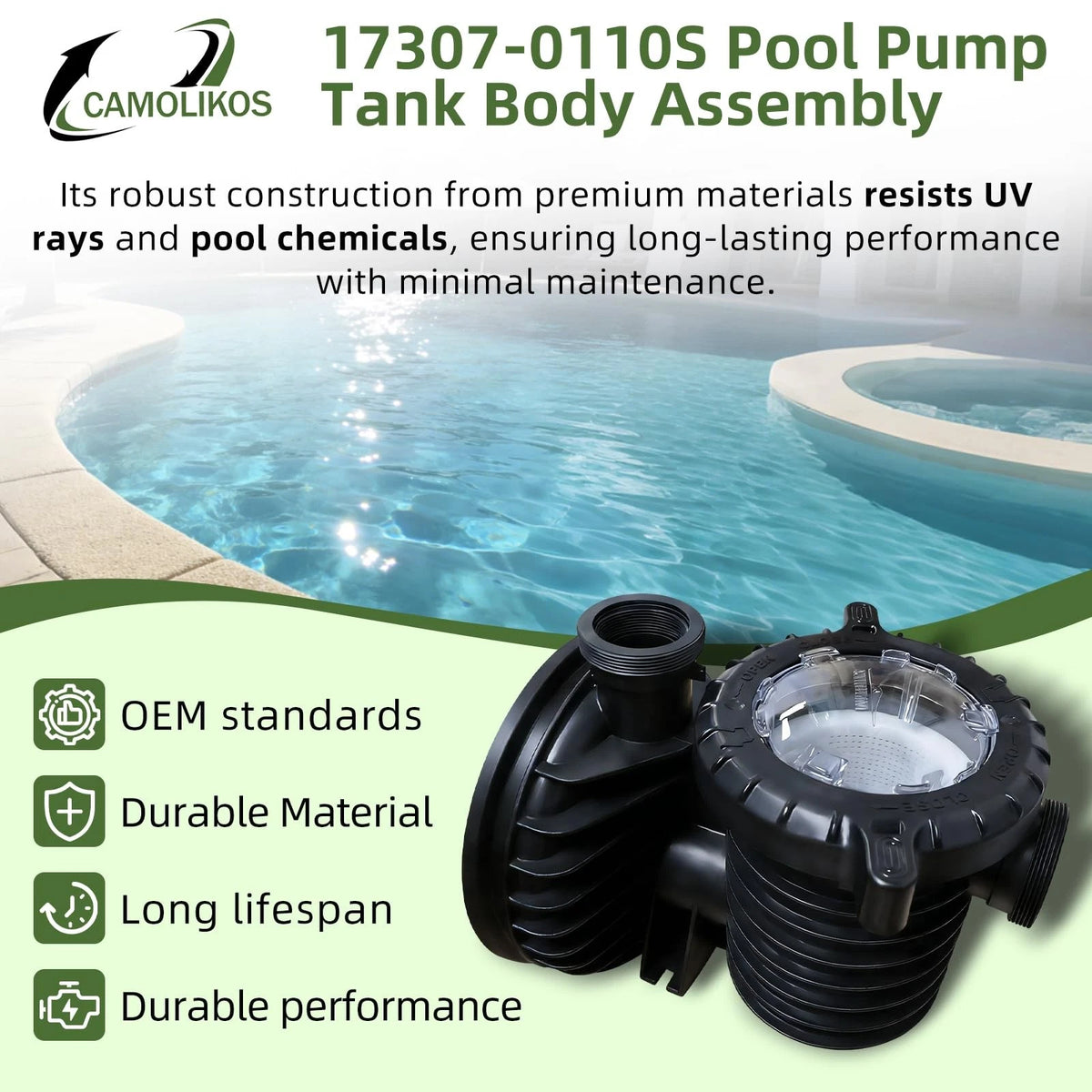 17307-0110S Pool Pump Tank Body Assembly Fits for Pentair Sta-Rite Black