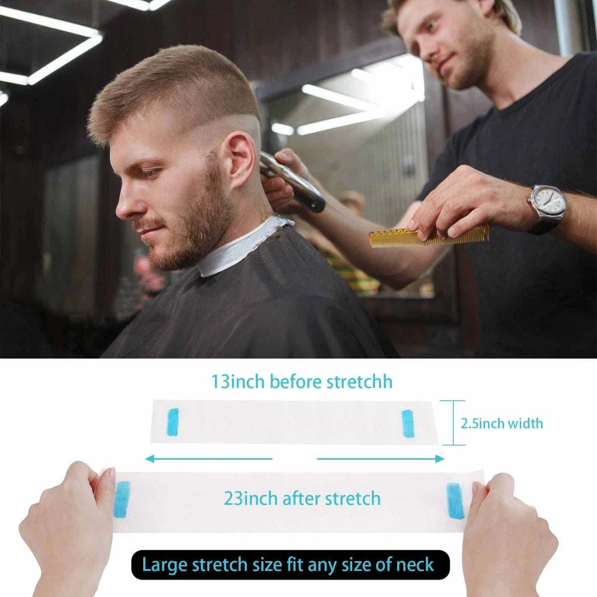 IOOROSE 5 Rolls Disposable Neck Strips for Barber 5 Count (Pack of 1), White