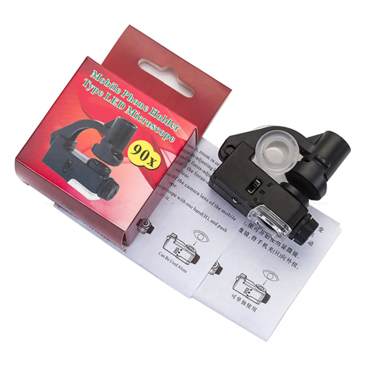 90XZoom Cellphone LED Magnifier Mobile Phone Microscope Micro Optical Glass Lens