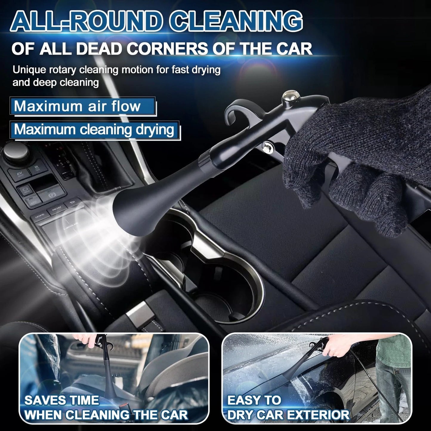 Car Cleaning Gun Detailing Interior 1 cm (Width x Length x Height), Black