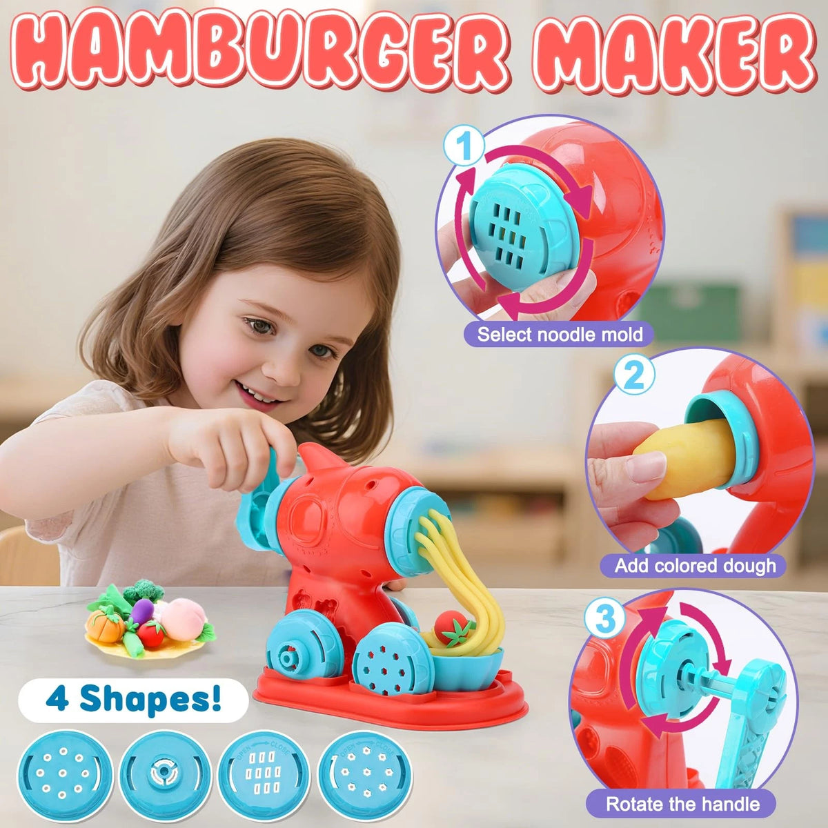 Crelloci 4 in 1 Color Dough Kitchen Creations Set, Ice Child-size, Multicolor