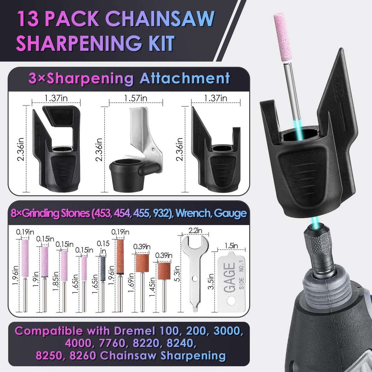 Dreyoo 13 Pieces Chainsaw Sharpening Kit, Sharpeners Tool...