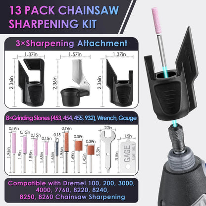 Dreyoo 13 Pieces Chainsaw Sharpening Kit, Sharpeners Tool...