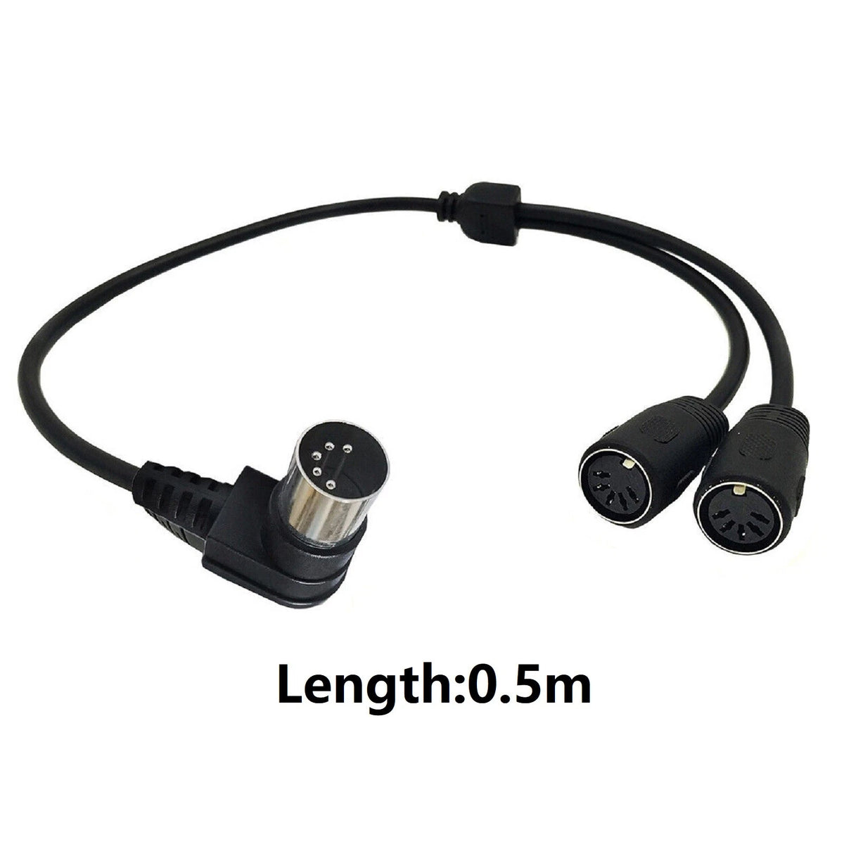 5 PIN MIDI DIN Male Right Angle Plug to 2 Female Socket Y Splitter Adapter Cable