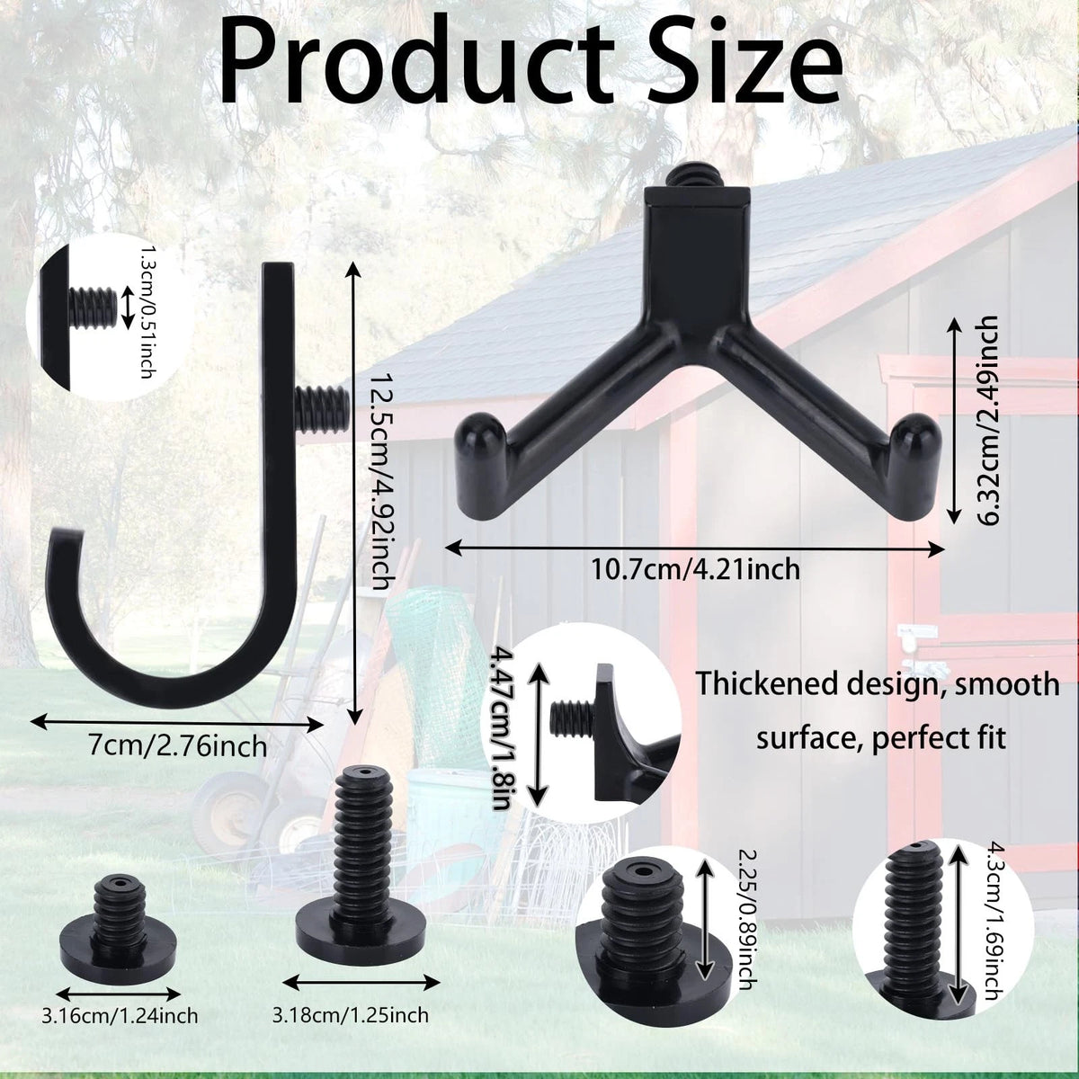 BOXOB 20pcs Tool Hooks for Suncast/Craftsman, V & J Shape Storage Shed Black