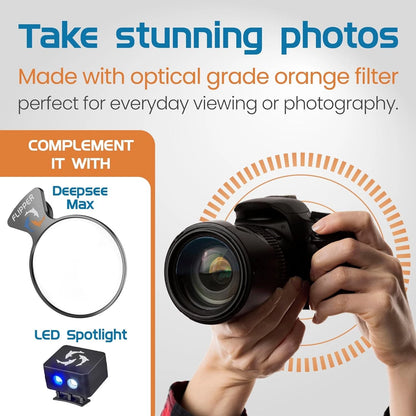 Flipper DeepSee Viewer Orange Magnifying Glass Lens Attachment MAX 5, Black