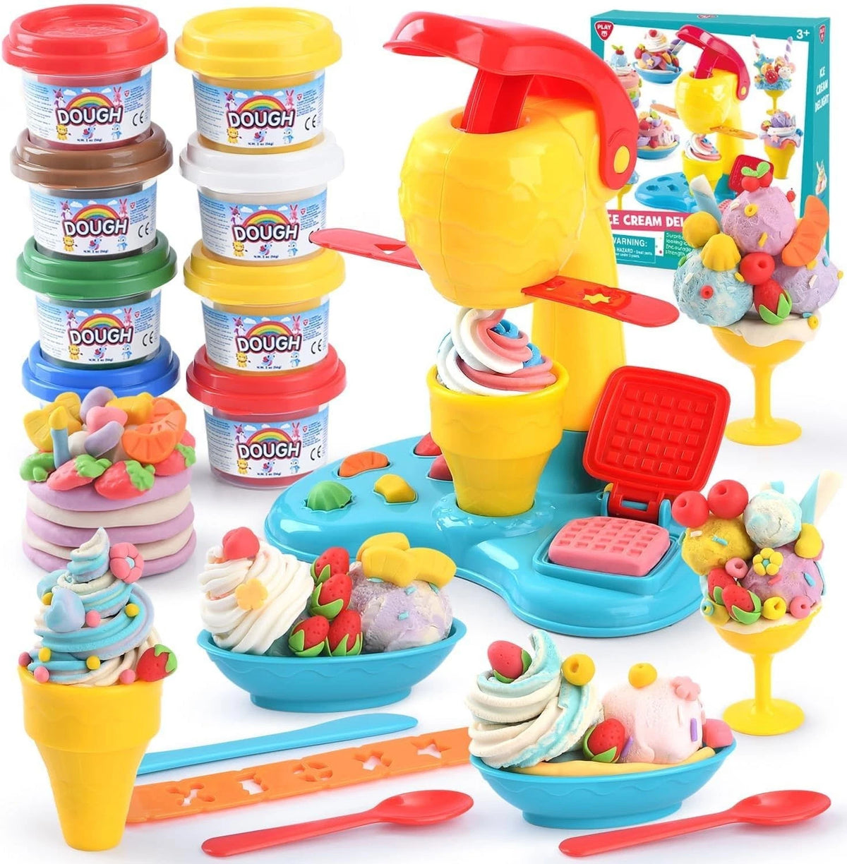 Color Dough Sets for Kids Ages 4-8, Play Kitchen Ice Cream Medium, Yellow Red
