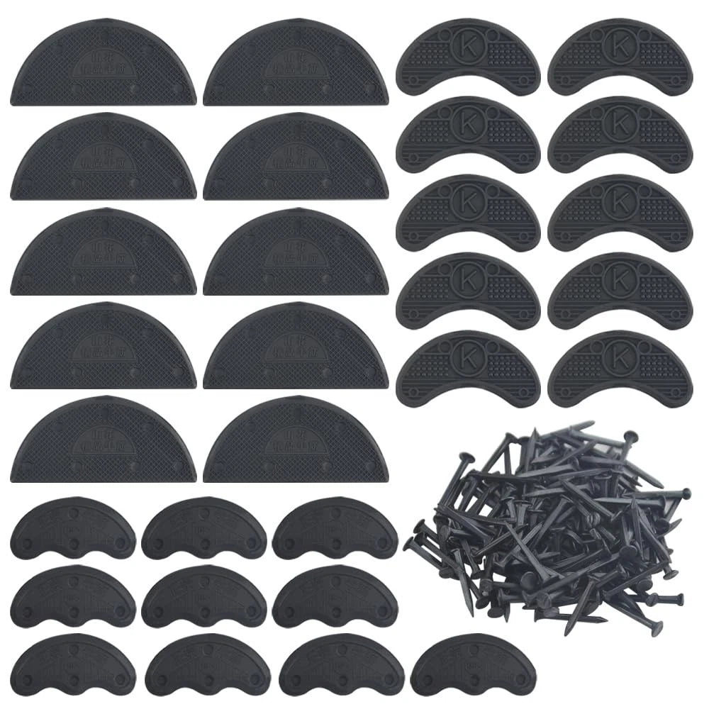 TOVOT 30PCS Heel Plates Black Taps Rubber Tips Sole 16 Piece Set,