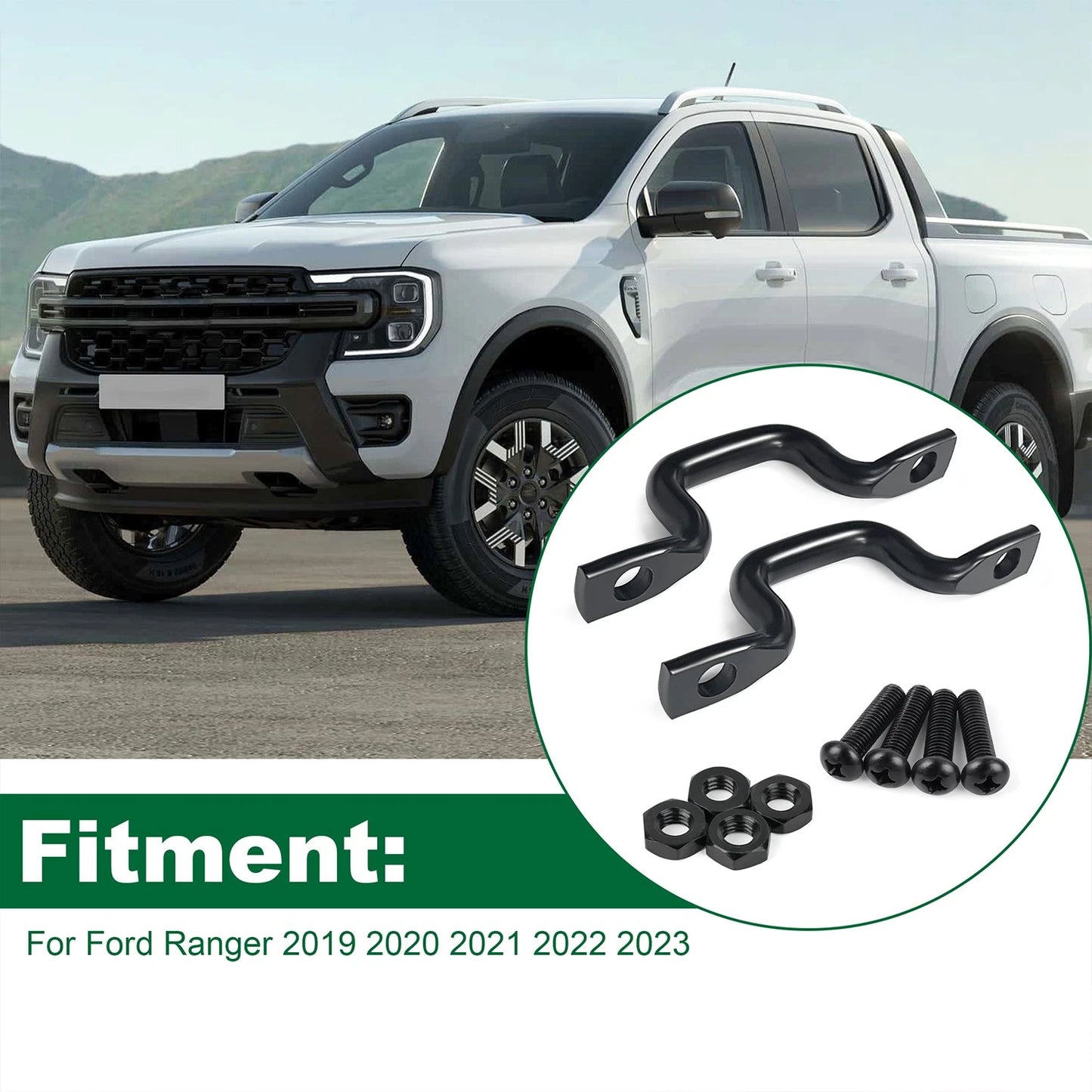 2X  Rear Truck Bed Rope Hooks for Ford Ranger 2019-2023 with Mounting Bolts