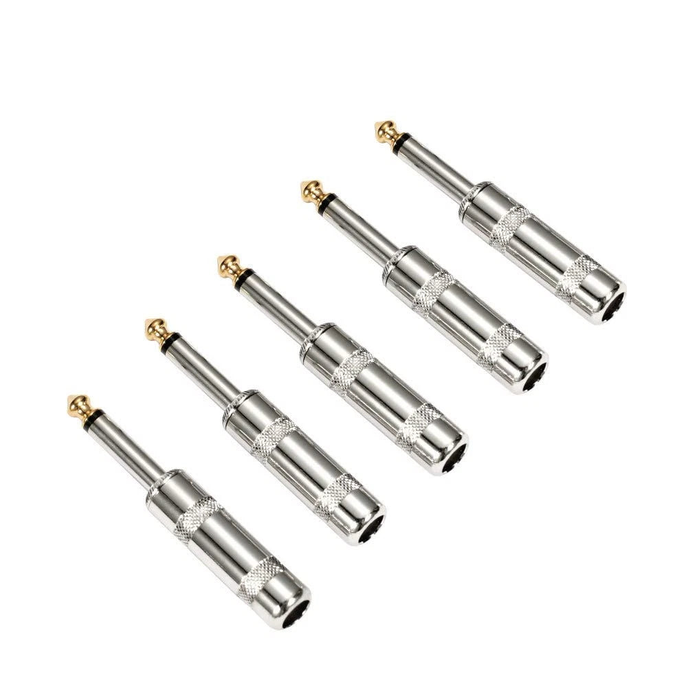 HSP-HSWITI Audio 1/4" TS Plug, 6.35mm Heavy (6.35mm), Silver Straight