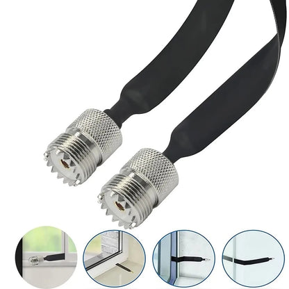 Metal+Plastic Door Pass Through Flat RF Coaxial Cable  UHF Female 12Inch 50 Ohms
