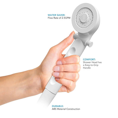 RV Shower Head 5-Mode 59 Inch Hose Water Saving Switch Recessed Finger Grooves
