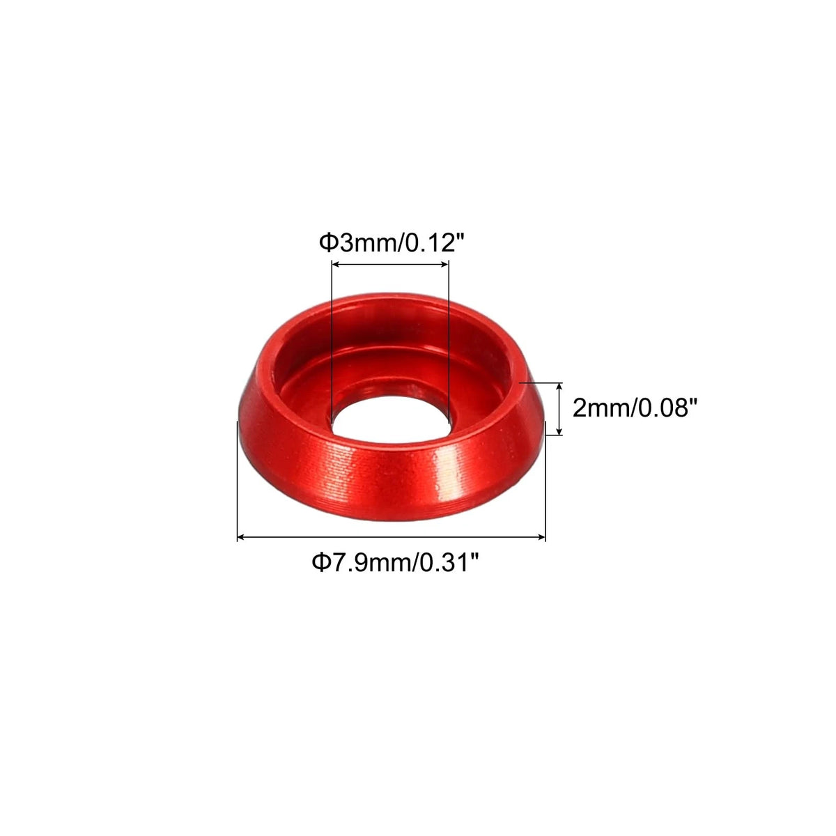 MECCANIXITY M3 Cone Cup Countersunk Washers,Hole Dia 3mm/0.12" M3, Red