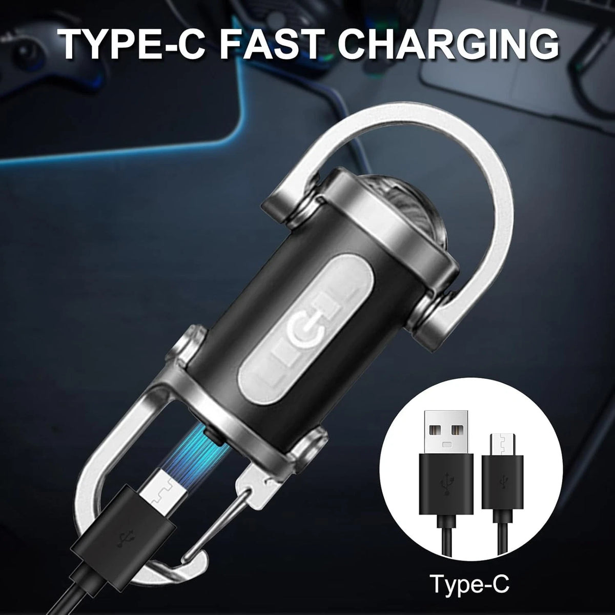 2 Pack Rechargeable Keychain Flashlights, EDC Mini 2 pack, Black
