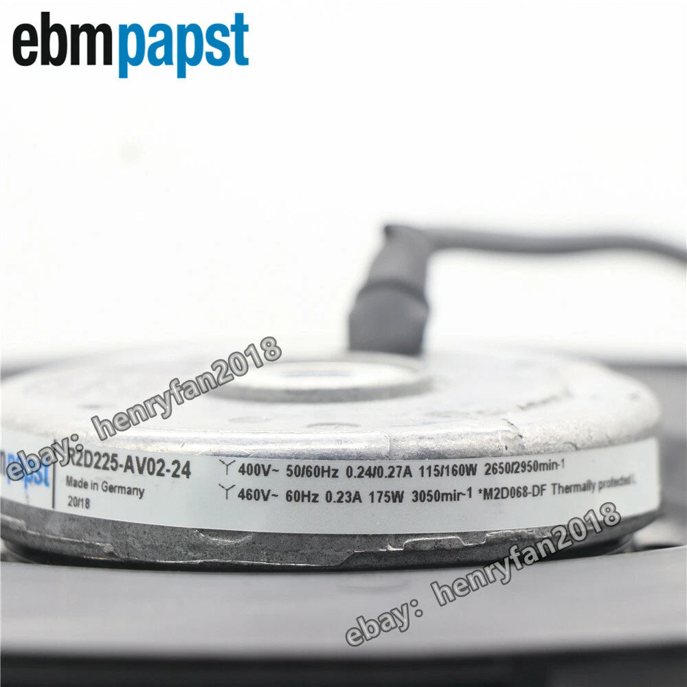 Ebmpapst R2D225-AV02-24 Centrifugal Fan 400~460VAC 0.24/0.27A φ225MM Cooling Fan