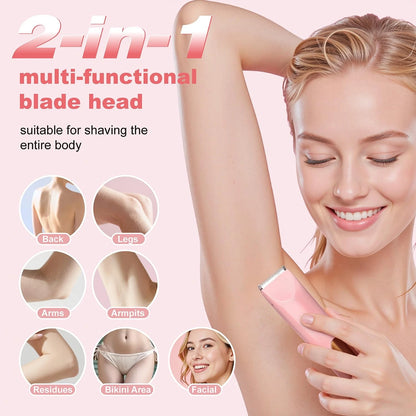 Bikini Trimmer for Women, Electric Razors Shaver with LCD Pink
