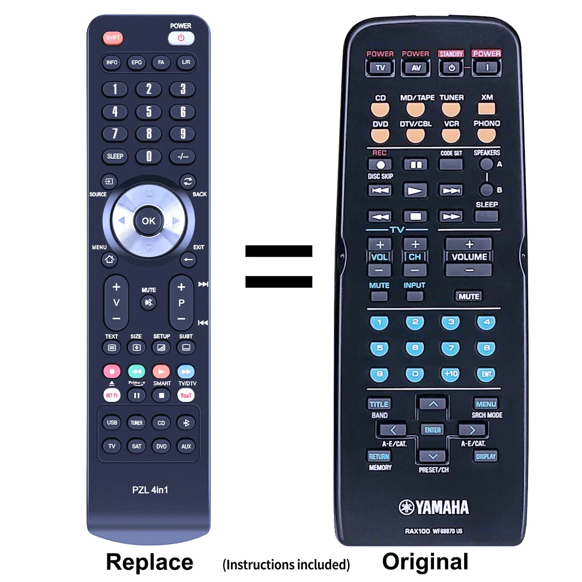 RAX100 WF68870 US Remote Control For Yamaha Stereo Receiver RX-497 RX-797