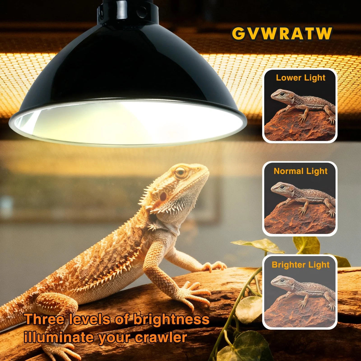 GVWRATW Reptile Lamp Fixture with Dimming Thermostat – Deep Dome Heat Black