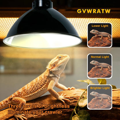 GVWRATW Reptile Lamp Fixture with Dimming Thermostat – Deep Dome Heat Black