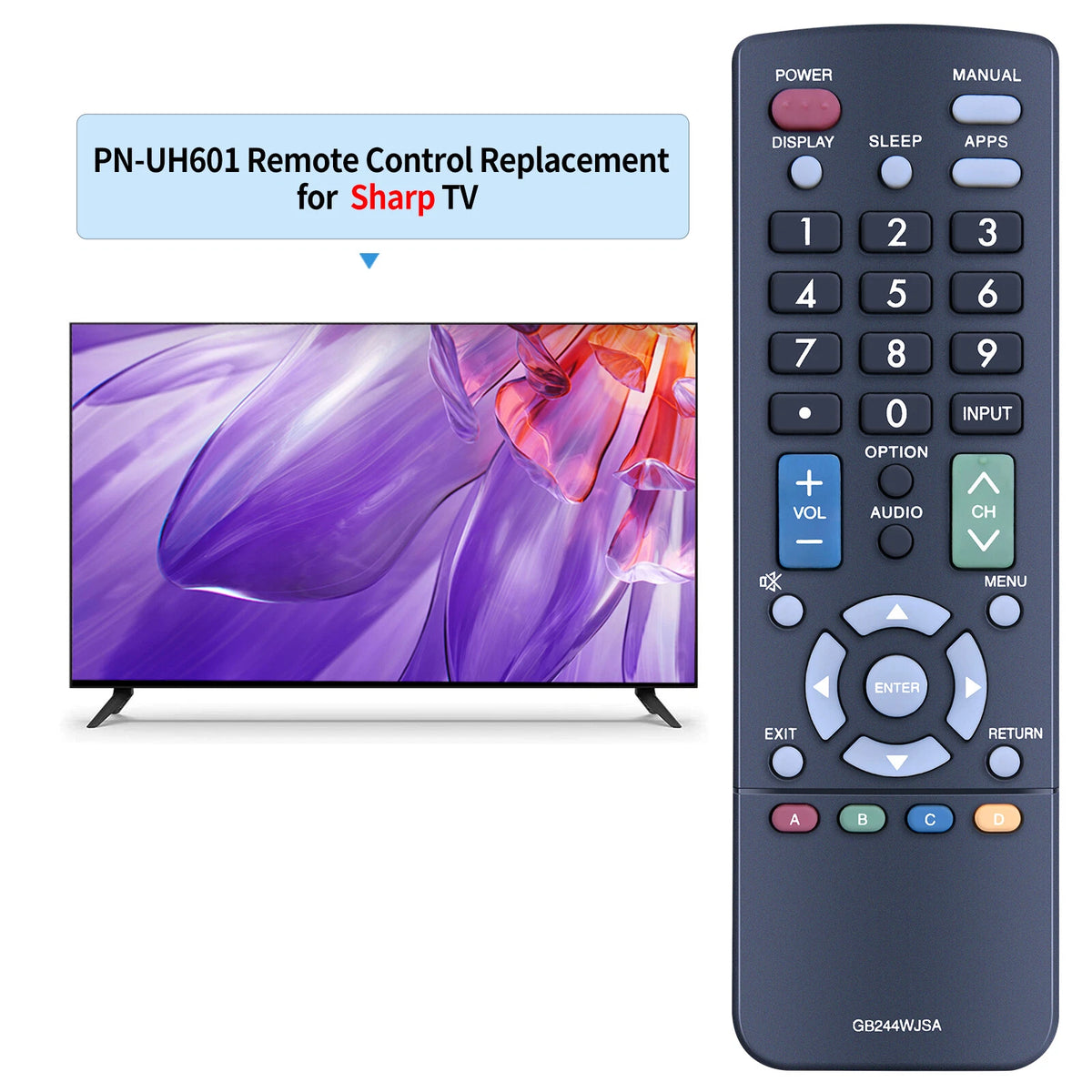 Replacement Remote Control For Sharp GB244WJSA PN-UH601 Standard v1