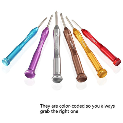 MULWARK Small Screwdriver Set, 6pcs Magnetic Mini Pack of 2, Multi-color