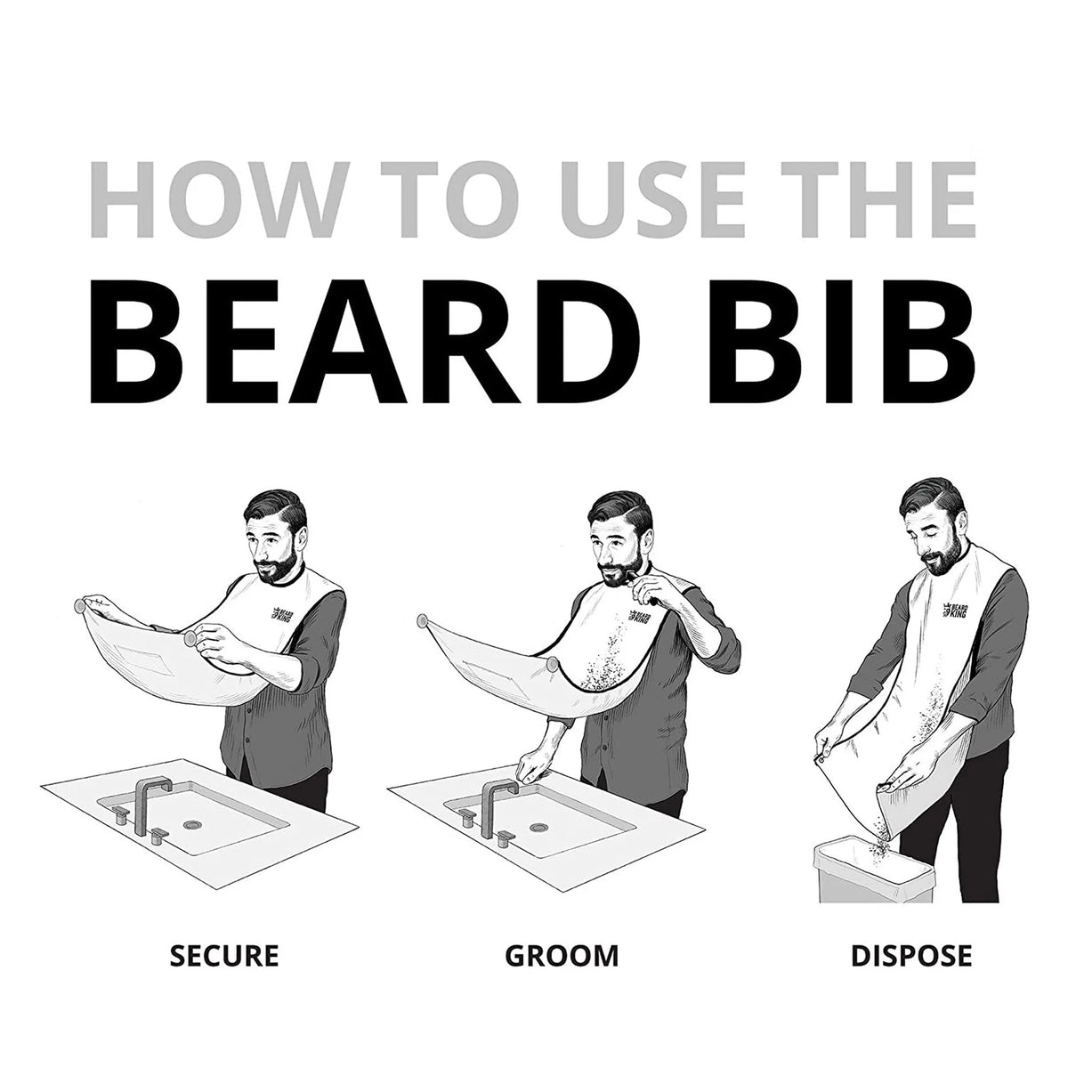 Beard King Bib Apron - As 1 Count (Pack of 1), White w/ Packing Pouch