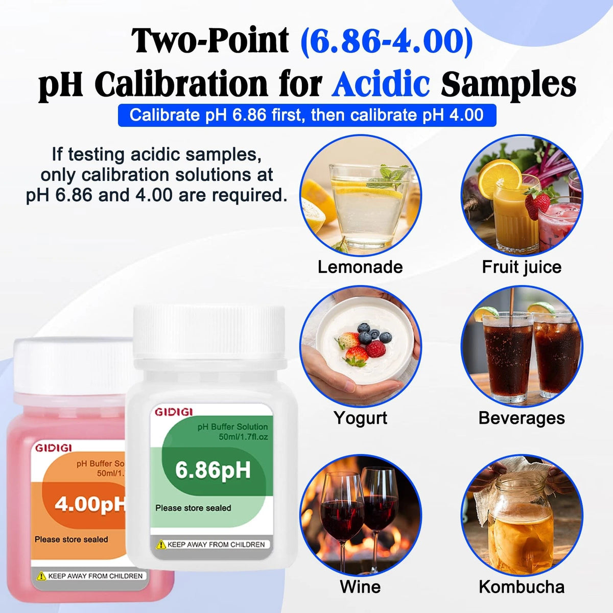 GIDIGI pH Buffer Calibration Solution 4.00/6.86/9.18 Purple