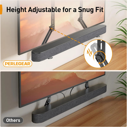 Perlegear Soundbar Mount with Adjustable Height, Sound bar up to Black