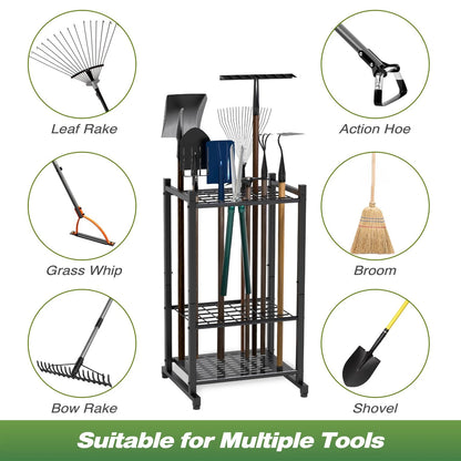 Garden Tool Organizer, Yard Tower Rack for Garage Rack, Black