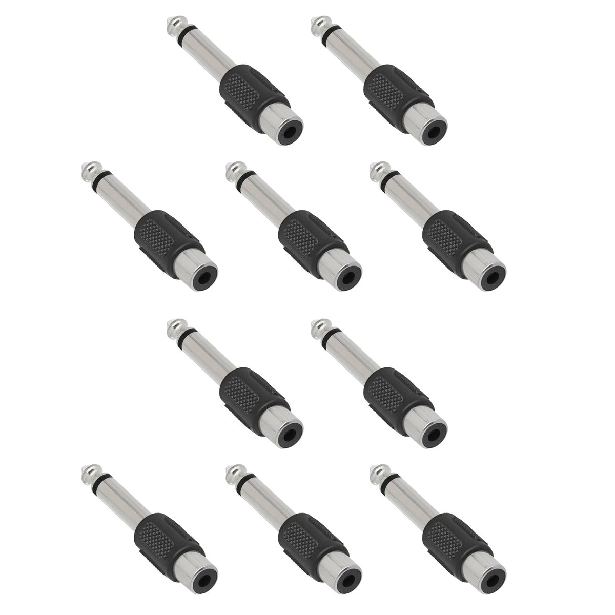 10PCS RCA Female Jack To 6.3mm Male Mono Plug Audio Adapter Connector
