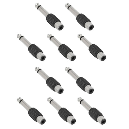 10PCS RCA Female Jack To 6.3mm Male Mono Plug Audio Adapter Connector