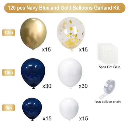 YMSZ Navy Blue Gold Balloons Arch 122 Piece Set, & Gold(120pcs)